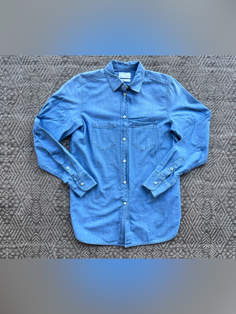 J.Crew Chambray Button Down Shirt Women's 4 Tall Blue Cotton Classic Top